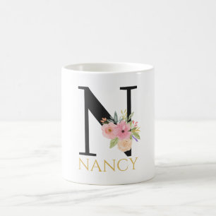 Aquarell-Blumenmonogramm-Kaffeetasse Kaffeetasse