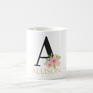 Aquarell-Blumenmonogramm-Kaffeetasse Kaffeetasse