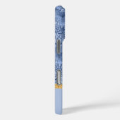 Aquarell-Blumenmonogramm-Muster - Blau auf Blau Case-Mate iPhone Hülle (Rückseite / Rechts)