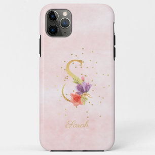 Aquarell-Blumenmonogramm Name Anfangsbuchstabe S Case-Mate iPhone Hülle