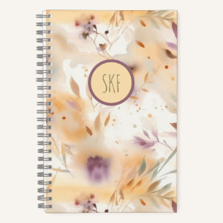 Aquarell-Blumenmonogramm-Notizbuch Notizblock