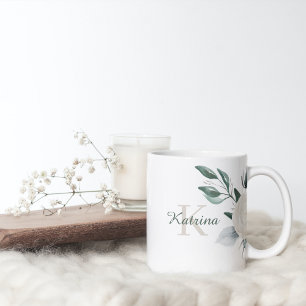 Aquarell-Blumenmonogramm-Tasse Kaffeetasse