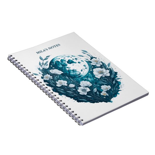 Aquarell Blumenmoon Celestial Personalisiert Notizblock (Rechte Seite)