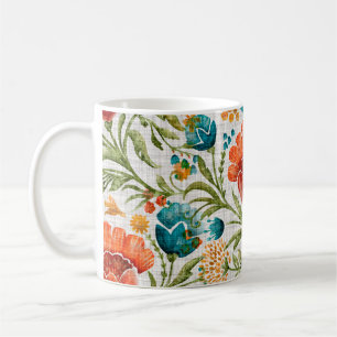 Aquarell-Blumenmotiv-Hintergrund. Handgemalt e Kaffeetasse