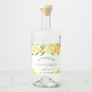 Aquarell Blumenmotive Zitronen Selbstgemachter Lim Alkoholflaschenetikett