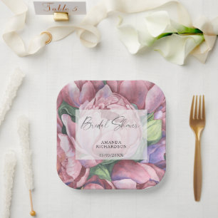 Aquarell-Blumenmuster - Brautparty Pappteller