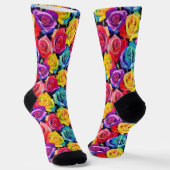 Aquarell-Blumenmuster, farbenfrohe Regenbogenrosen Socken (Gewinkelt)