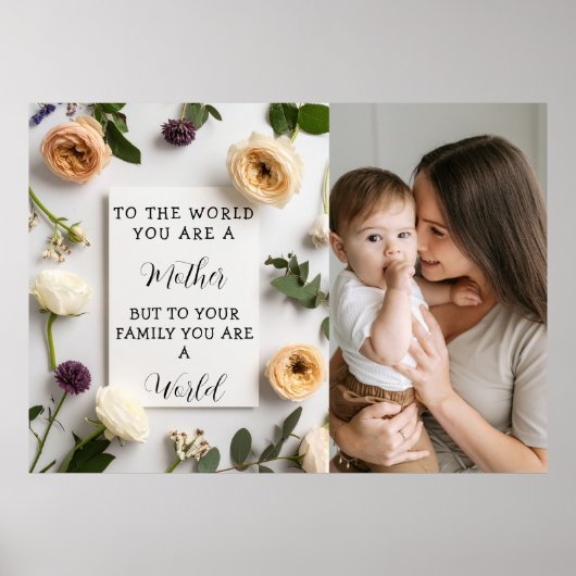 Aquarell-Blumenmuster Frohen Muttertag Foto Poster (Vorne)