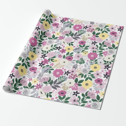 Aquarell-Blumenmuster Geschenkpapier (Ungerollt)
