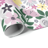 Aquarell-Blumenmuster Geschenkpapier (Rolleneckpunkt)