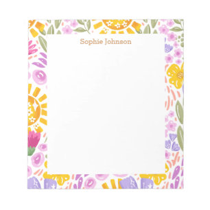 Aquarell-Blumenmuster Hübsch Personalisiert Notizblock