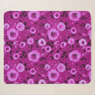 Aquarell-Blumenmuster in Beerberry-Magenta Sherpadecke