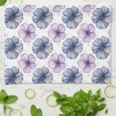 Aquarell-Blumenmuster Lavendel und Blau Geschirrtuch (Gefaltet)