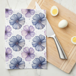 Aquarell-Blumenmuster Lavendel und Blau Geschirrtuch