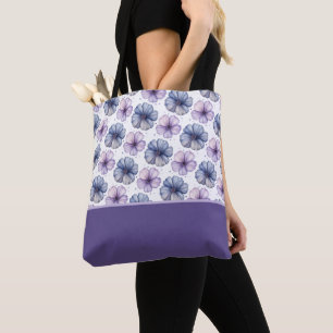 Aquarell-Blumenmuster Lavendel und Blau Tasche