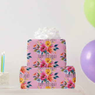 Aquarell-Blumenmuster | Moderne helle Blumenmotive Geschenkpapier