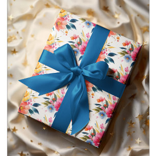 Aquarell-Blumenmuster Moderne helle Blumenmotive Geschenkpapier
