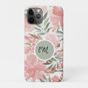 Aquarell-Blumenmuster-Monogramm Case-Mate iPhone Hülle