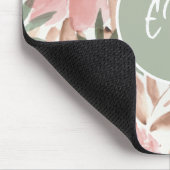 Aquarell-Blumenmuster-Monogramm Mousepad (Ecke)