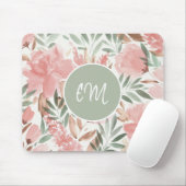 Aquarell-Blumenmuster-Monogramm Mousepad (Mit Mouse)
