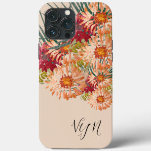 Aquarell-Blumenmuster Pfirsich Gold Monogramm Case-Mate iPhone Hülle