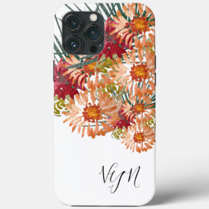 Aquarell-Blumenmuster Pfirsich Gold Monogramm Case-Mate iPhone Hülle