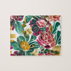 Aquarell-Blumenmuster Vintage-Blumen Puzzle