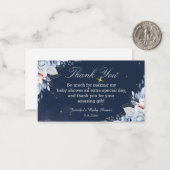 Aquarell Blumennavy Danke Baby Dusche Mitteilungskarte (Vorderseite/Rückseite Beispiel)