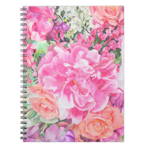 Aquarell-Blumennotizbuch Notizblock
