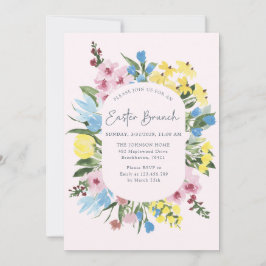 Aquarell, Blumenrahmen Fröhliche Ostern, Brunch Einladung