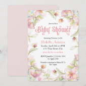 Aquarell Blumenrahmen Pastel Kinderdusche Einladung (Vorne/Hinten)