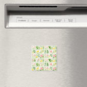 Aquarell-Blumenrastermuster Magnet (In Situ (Geschirrspüler))