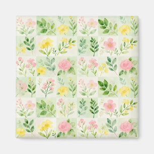 Aquarell-Blumenrastermuster Magnet