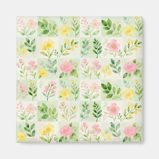 Aquarell-Blumenrastermuster Magnet (Vorne)