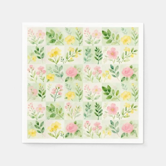 Aquarell-Blumenrastermuster Serviette (Vorderseite)