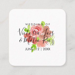 Aquarell Blumenrosa Beige Blush Blatt Hochzeit  Quadratische Visitenkarte