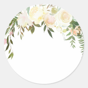 Aquarell Blumenrosa Creme Elfenbein Dusche BLANK Runder Aufkleber