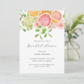 Aquarell Blumenrosa Grünes Brautparty Einladung (Stehend Vorderseite)