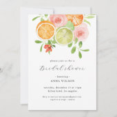 Aquarell Blumenrosa Grünes Brautparty Einladung (Vorderseite)