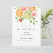 Aquarell Blumenrosa Grünes Brautparty Einladung (Stehend Vorderseite)