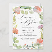 Aquarell Blumenrosa Grünes Brautparty Einladung (Vorderseite)