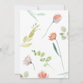 Aquarell Blumenrosa Grünes Brautparty Einladung (Rückseite)