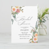 Aquarell Blumenrosa Grünes Brautparty Einladung (Stehend Vorderseite)