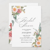 Aquarell Blumenrosa Grünes Brautparty Einladung (Vorne/Hinten)