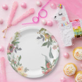 Aquarell Blumenrosa Grünes Brautparty Pappteller (Party)