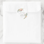 Aquarell Blumenrosa Grünes Brautparty Runder Aufkleber (Tasche)