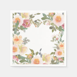 Aquarell Blumenrosa Grünes Brautparty Serviette