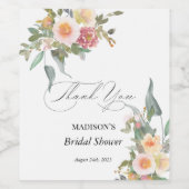 Aquarell Blumenrosa Grünes Brautparty Weinetikett (Einzelnes Label)