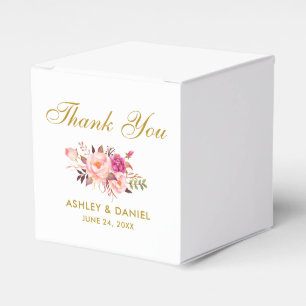 Aquarell-Blumenrosa-Hochzeit-Danke Geschenkschachtel