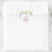 Aquarell Blumenrosa Ivory Taufe Christening Runder Aufkleber (Tasche)